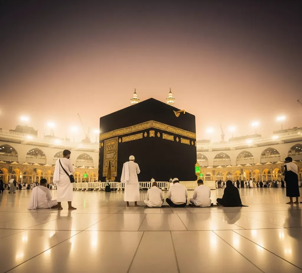 منظر مهيب للكعبة المشرفة في مكة - دليل المعتمر الشامل من روضة الصالحين