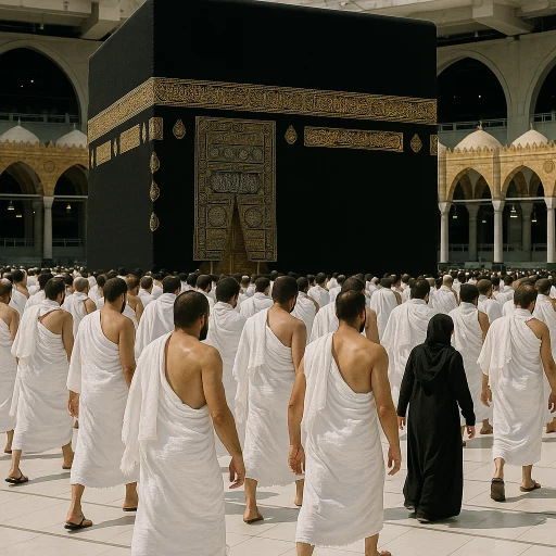 مشهد بانورامي للكعبة المشرفة وجموع الطائفين يؤدون مناسك العمرة